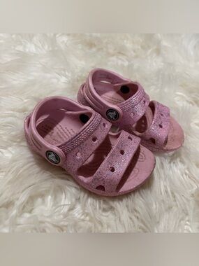 Crocs baby pink sparkle‎ sandals size 6